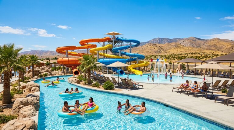 Families enjoying DryTown Water Park in Palmdale during summer