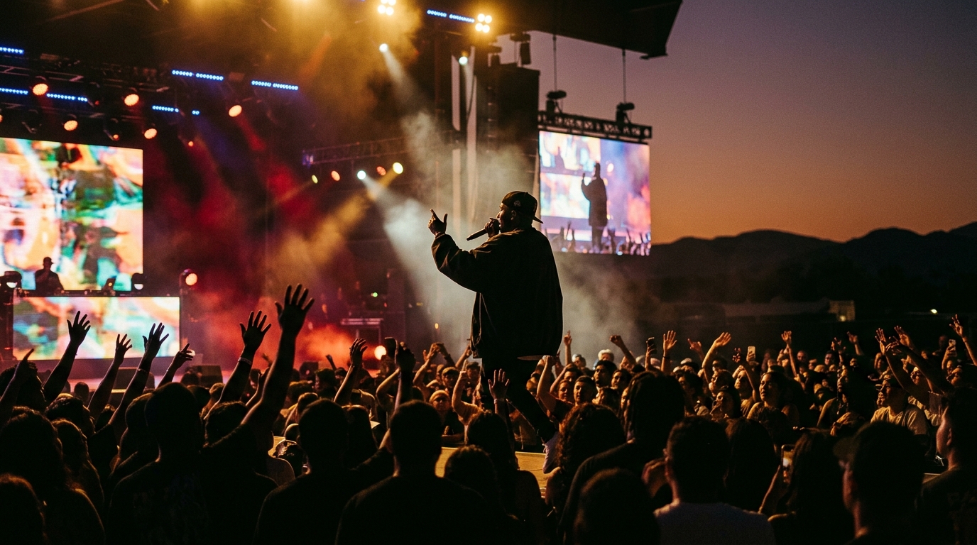 Hip-hop and R&B concert crowd at Palmdale Amphitheater