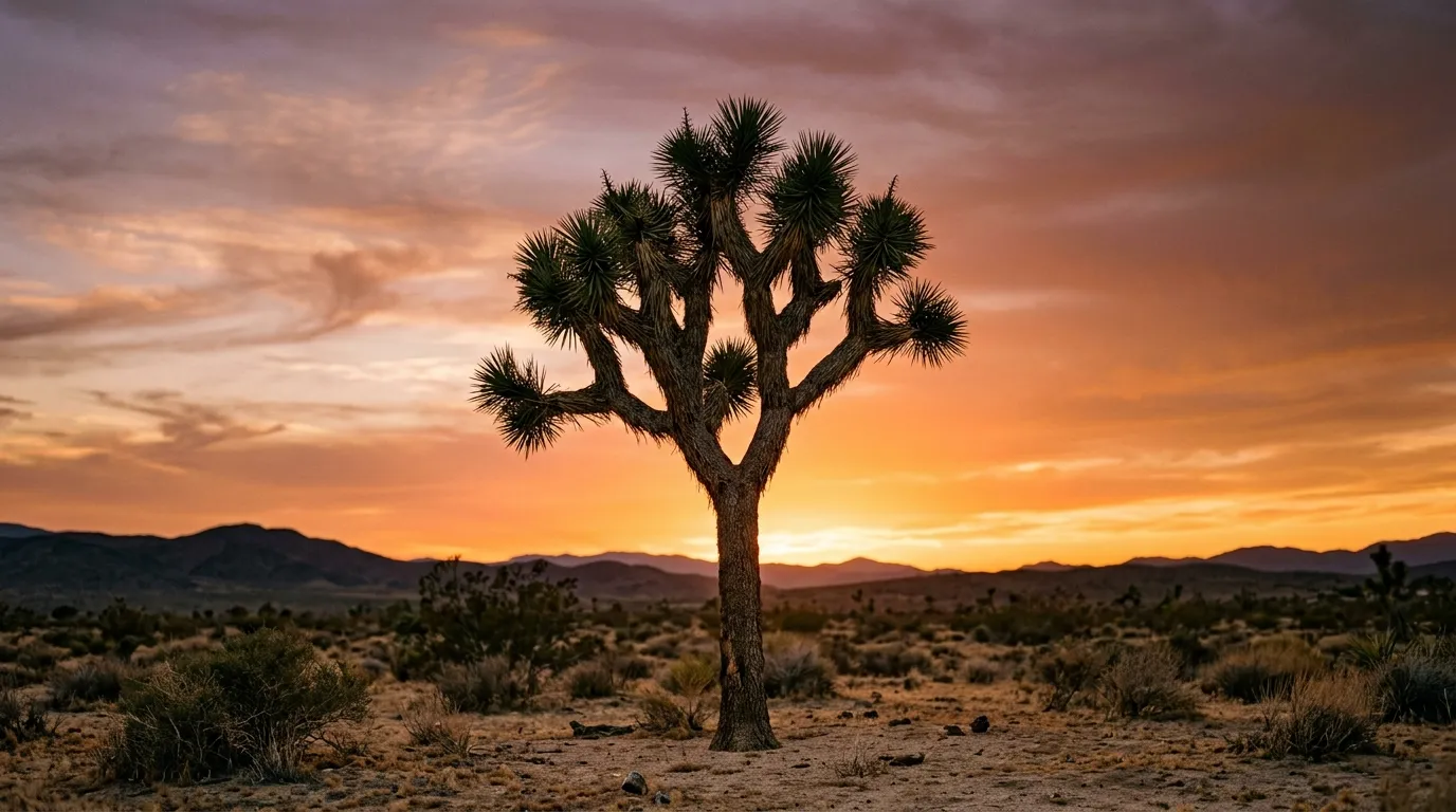 Joshua tree at sunset near Palmdale