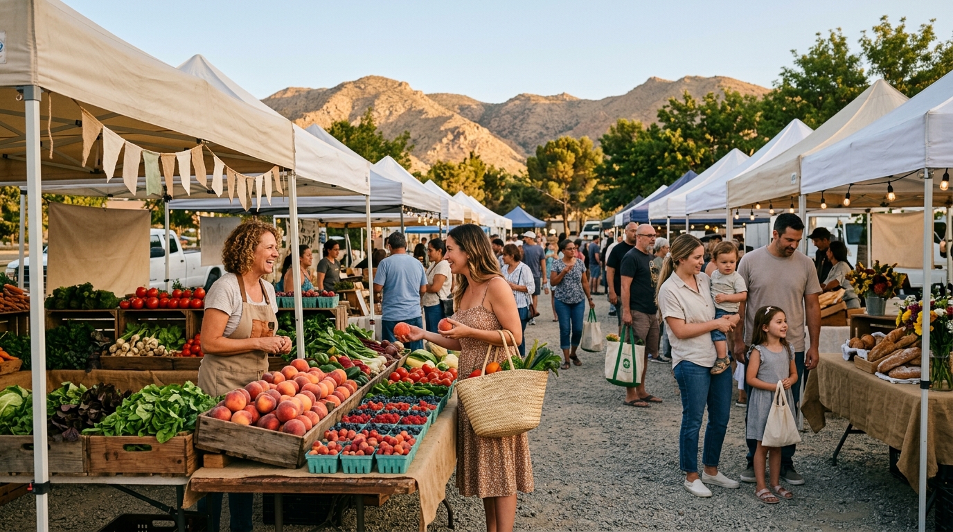 Local vendors and fresh produce at the Palmdale Friday Night Market